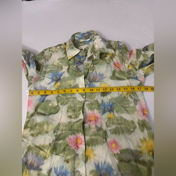 Ann Mashburn Floral Print Button Front Green Dress Size XS - Picture 3 of 8